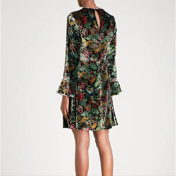 Sandro Paris Mini Dress Long Sleeve Floral Velvet Fall Retro Boho Cocktail 2 - Picture 4 of 9